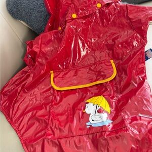 Waterproof Red Dog Raincoat with Yellow Accents